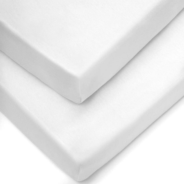Forrest Cotton Fitted Sheets – Pack of 2, 140 x 70 cm Cot Bed Size, White