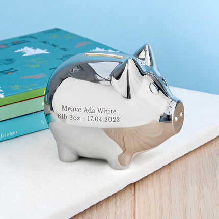 Piggy Bank - Silver Plated - Personalised