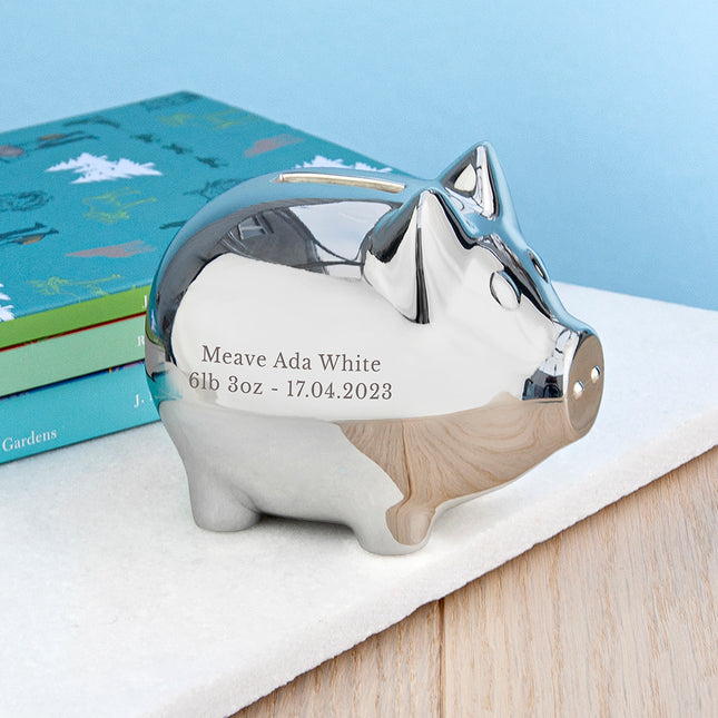 Piggy Bank - Silver Plated - Personalised