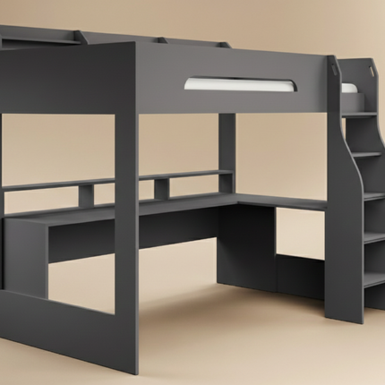 Skyhigh Gaming High Sleeper Bed with Desk - Anthracite