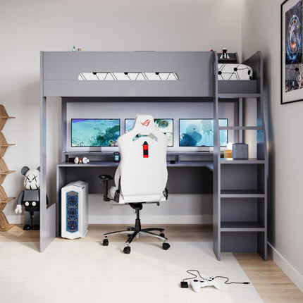 Skyhigh Gaming High Sleeper Bed with Desk - Anthracite