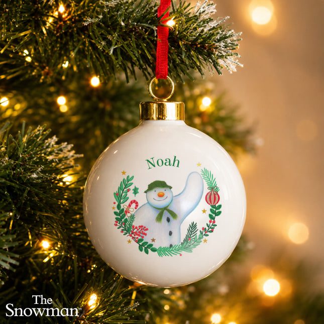 Snowman Christmas Wishes Bauble - Personalised