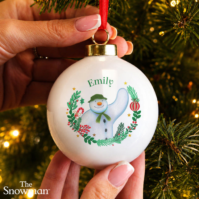 Snowman Christmas Wishes Bauble - Personalised