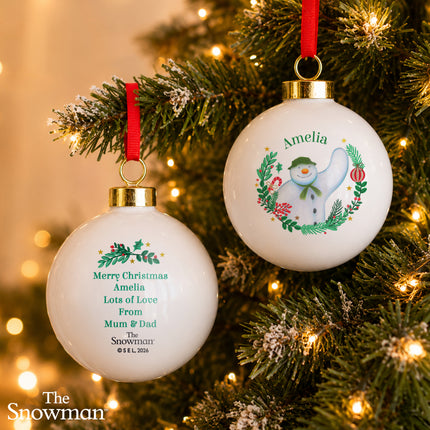 Snowman Christmas Wishes Bauble - Personalised