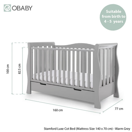 Stamford Luxe Cot Bed - Warm Grey