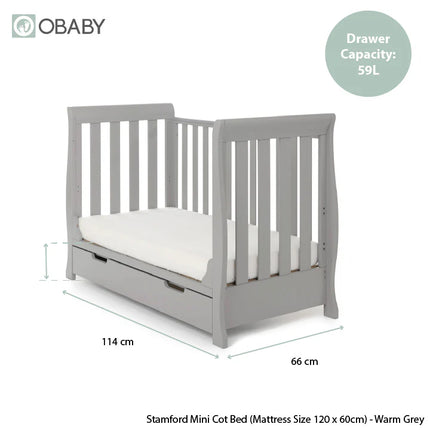 Stamford Mini Sleigh 2 Piece Nursery Room Set - Warm Grey