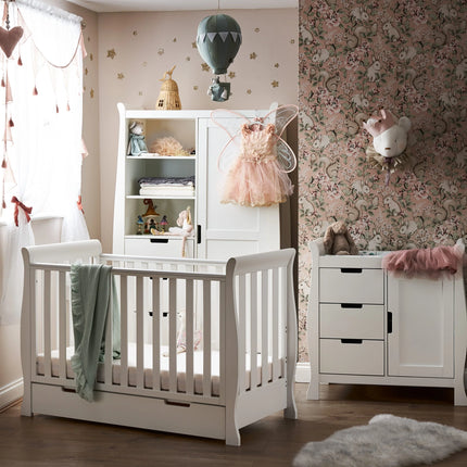 Stamford Mini Sleigh 3 Piece Nursery Room Set - White