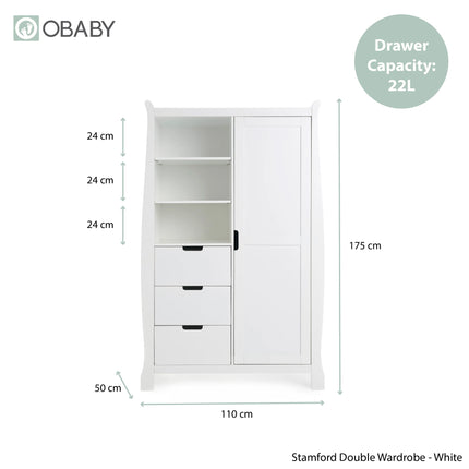 Stamford Mini Sleigh 3 Piece Nursery Room Set - White