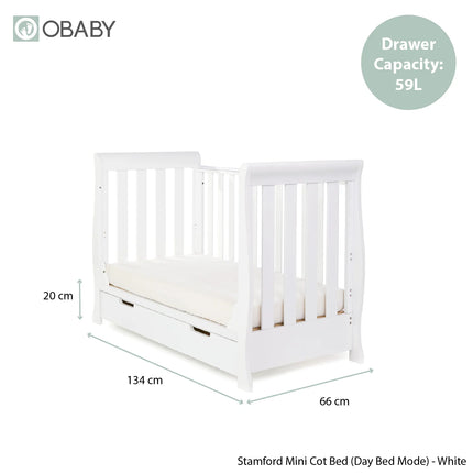 Stamford Mini Sleigh 3 Piece Nursery Room Set - White