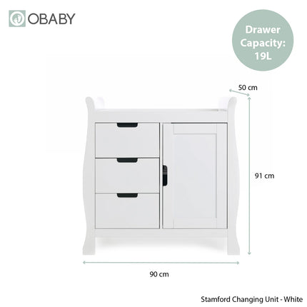 Stamford Mini Sleigh 3 Piece Nursery Room Set - White