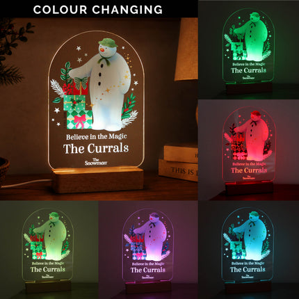 The Snowman Christmas Wishes Personalised LED Nightlight
