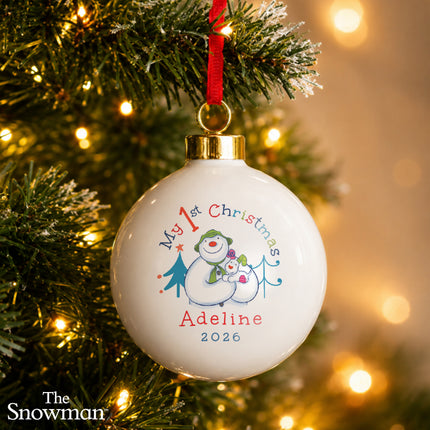 The Snowman My 1st Christmas Personalised Bauble