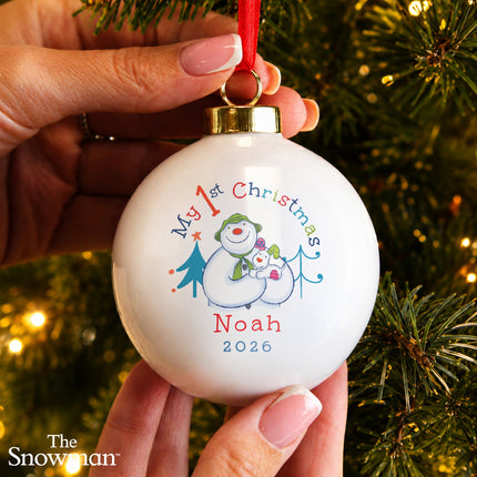 The Snowman My 1st Christmas Personalised Bauble