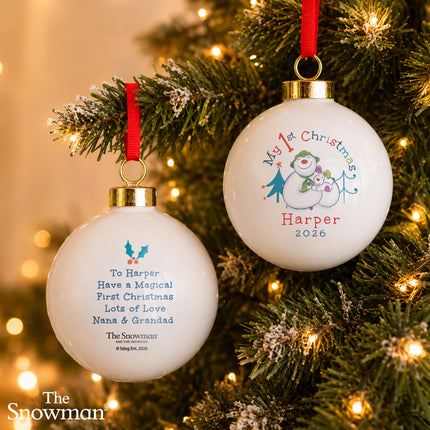 The Snowman My 1st Christmas Personalised Bauble