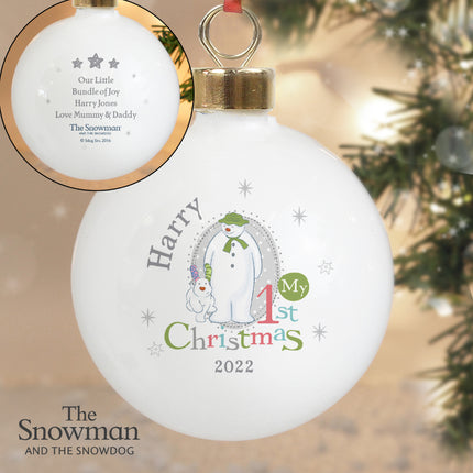 Personalised The Snowman & The Snowdog My 1st Christmas Bauble