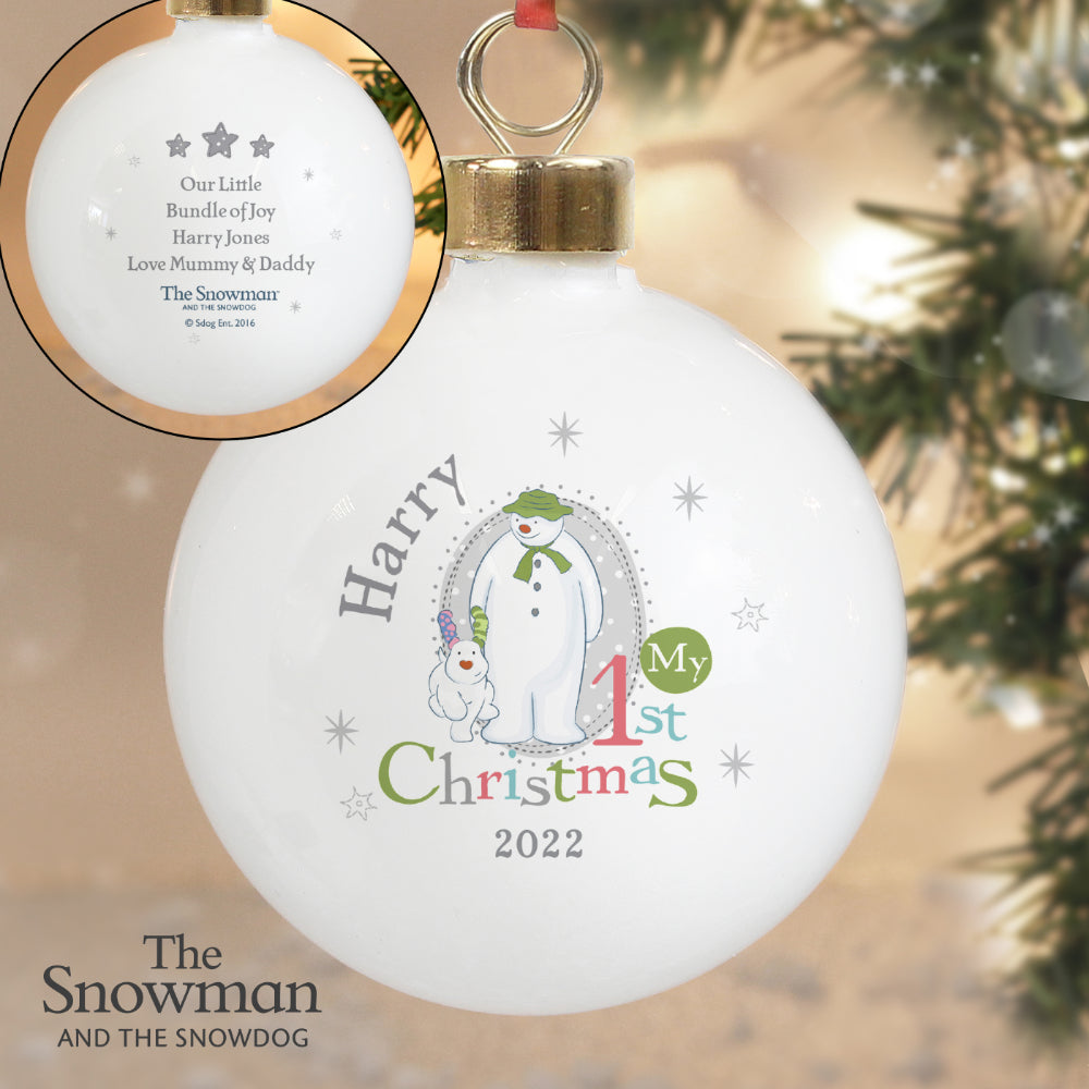 Personalised The Snowman & The Snowdog My 1st Christmas Bauble