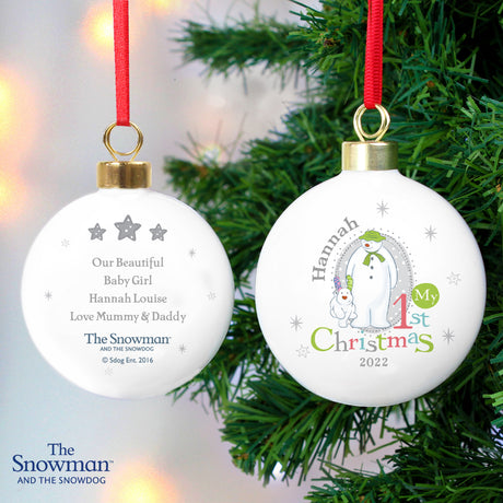 Personalised The Snowman & The Snowdog My 1st Christmas Bauble