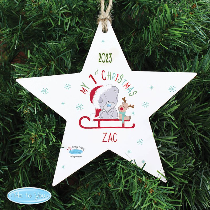 Tiny Tatty - Personalised My 1st Christmas Sleigh Star Decoration