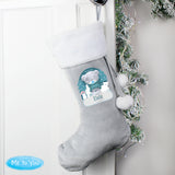 Personalised Winter Explorer Tiny Tatty Teddy Silver Grey Stocking