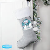 Personalised Winter Explorer Tiny Tatty Teddy Silver Grey Stocking