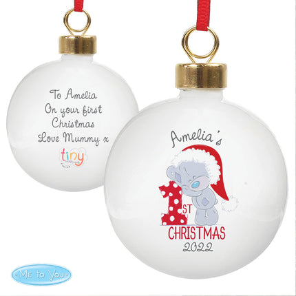 Tiny Tatty Teddy - My 1st Christmas Bauble - Personalised