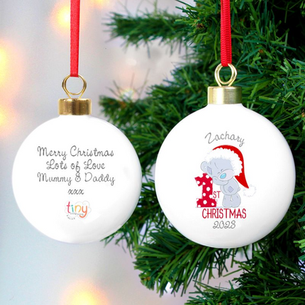 Tiny Tatty Teddy - My 1st Christmas Bauble - Personalised