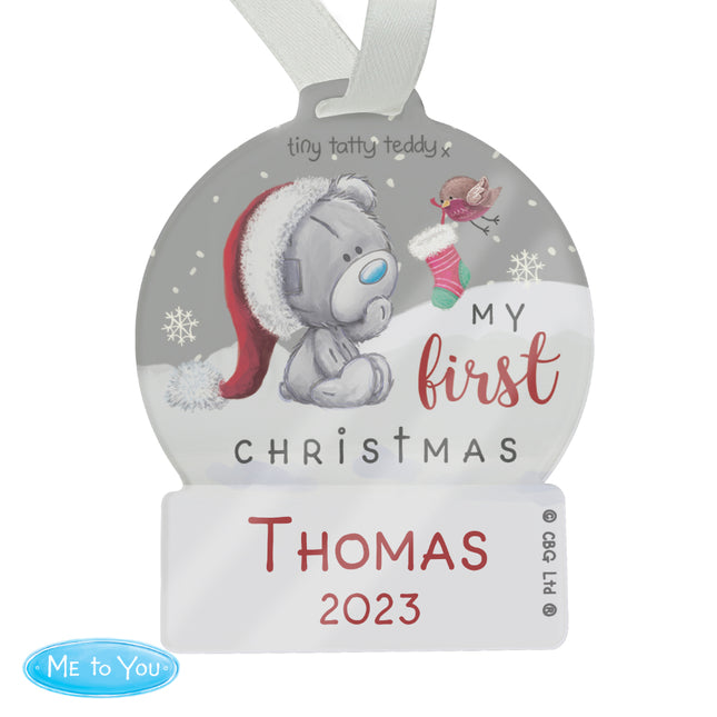 Tiny Tatty Teddy - First Christmas Acrylic Snow Globe Decoration - Personalised