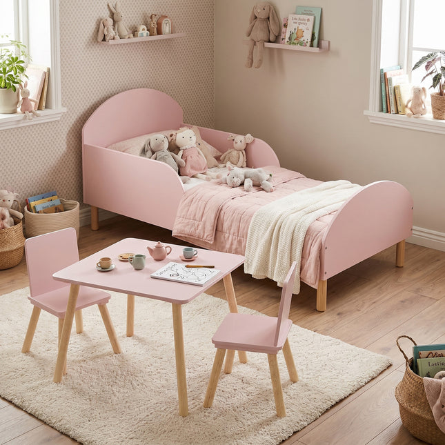 Toddler Bed + Table & Chairs Set - Pink
