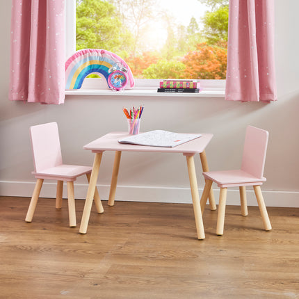 Toddler Bed + Table & Chairs Set - Pink