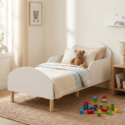Toddler Bed + Table & Chairs Set - White