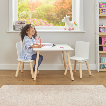 Toddler Bed + Table & Chairs Set - White
