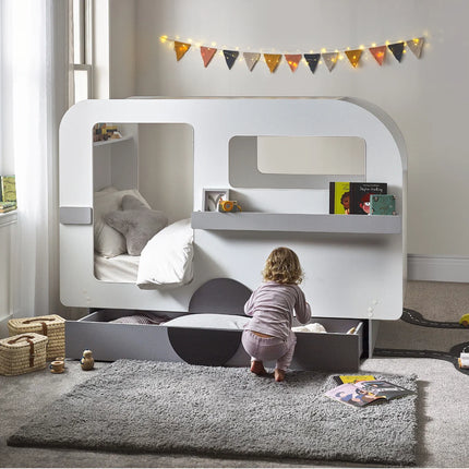 Tourer Caravan Bed - Vapor Grey And White