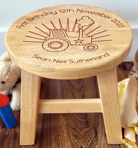 Tractor Wooden Stool - Personalised