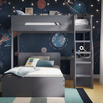 Cosmic L Shaped Triple Bunk Bed - Grey