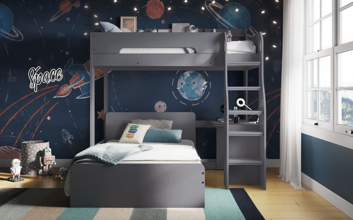 Cosmic L Shaped Triple Bunk Bed - Grey