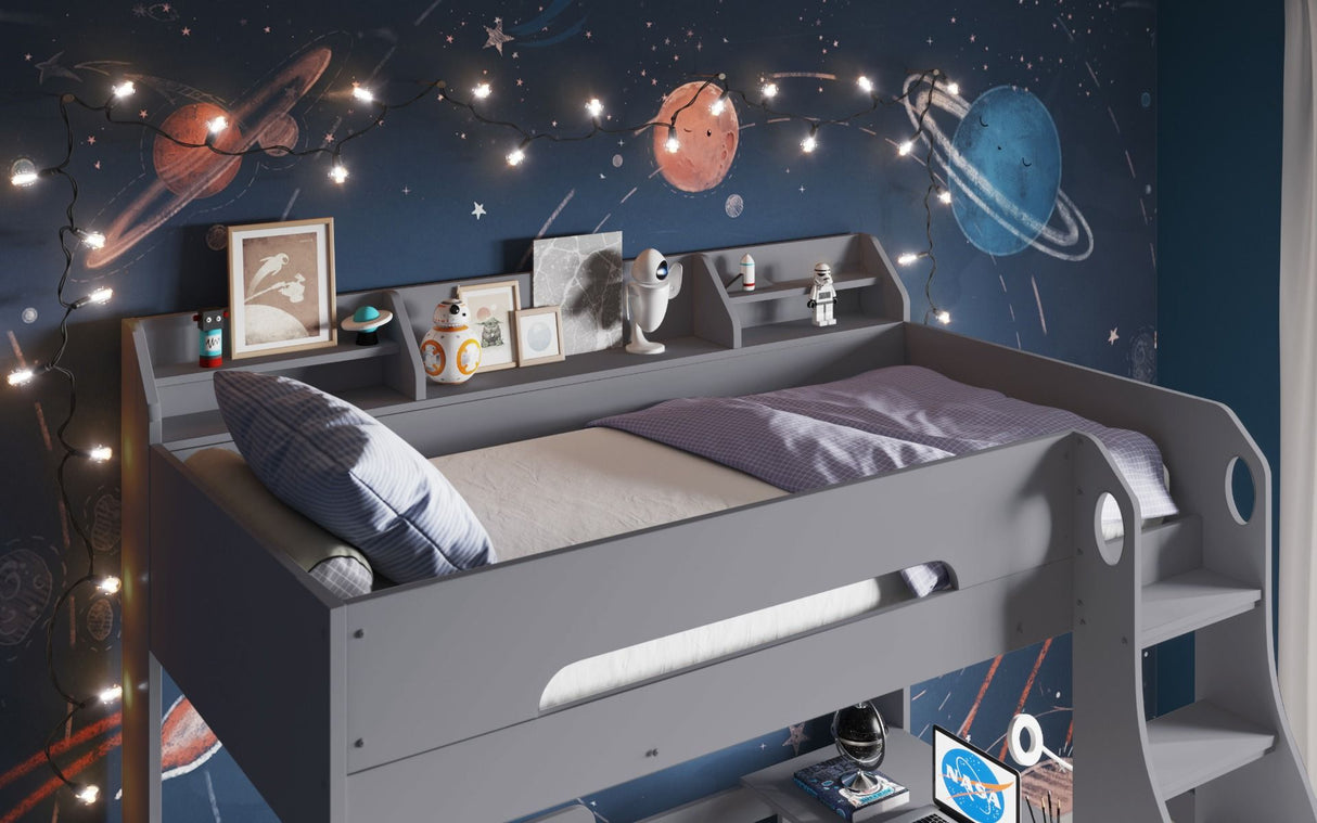 Cosmic L Shaped Triple Bunk Bed - Grey