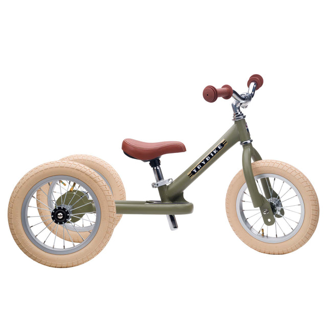 Trybike Steel Balance Trike – Matte | 2-in-1 Trike & Balance Bike - Vintage Green