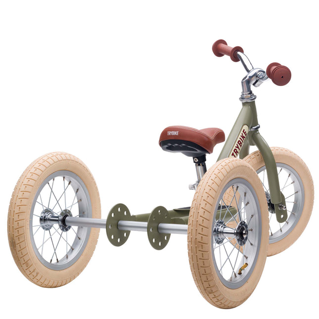 Trybike Steel Balance Trike – Matte | 2-in-1 Trike & Balance Bike - Vintage Green