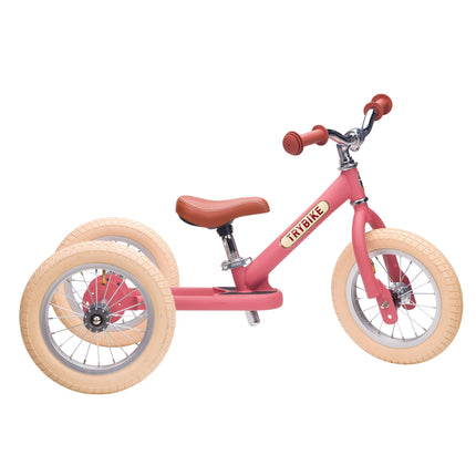 Trybike Steel Balance Trike – Matte | 2-in-1 Trike & Balance Bike - Vintage Pink