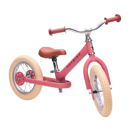 Trybike Steel Balance Trike – Matte | 2-in-1 Trike & Balance Bike - Vintage Pink