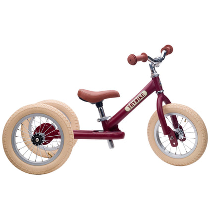 Trybike Steel Balance Trike – Matte | 2-in-1 Trike & Balance Bike - Vintage Red