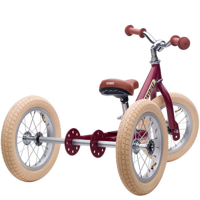 Trybike Steel Balance Trike – Matte | 2-in-1 Trike & Balance Bike - Vintage Red