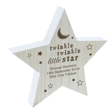 Twinkle Twinkle Personalised Wooden Star Decoration