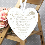 Twinkle Twinkle - Personalised Large Wooden Heart Decoration