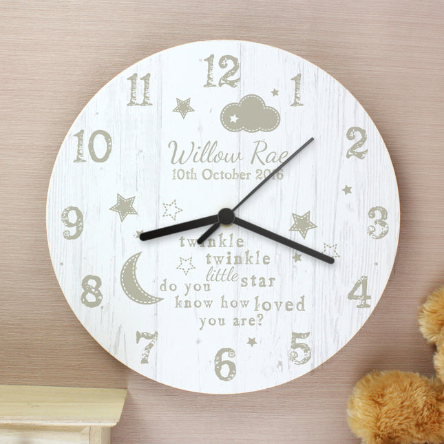 Twinkle Twinkle - Personalised Shabby Chic Wall Clock