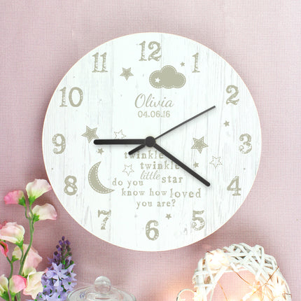 Twinkle Twinkle - Personalised Shabby Chic Wall Clock