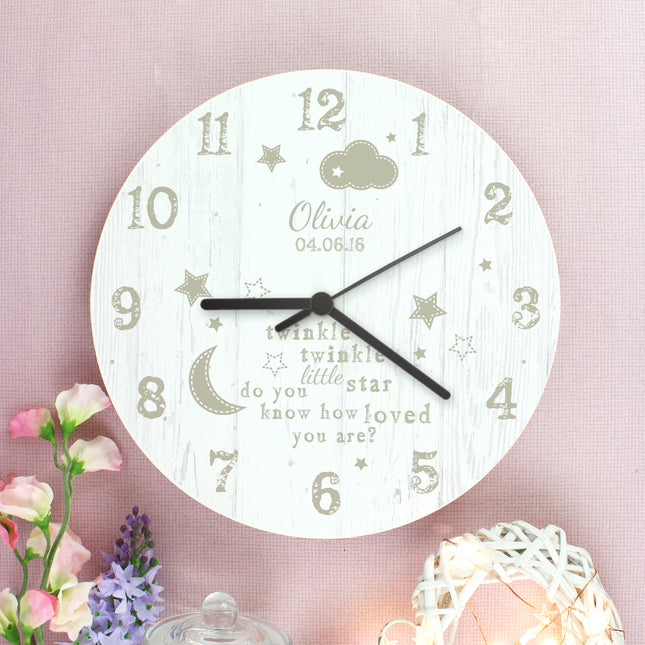 Twinkle Twinkle - Personalised Shabby Chic Wall Clock