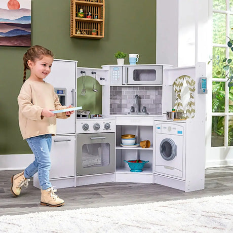 Ultimate Corner Play Kitchen with lights and sound - White