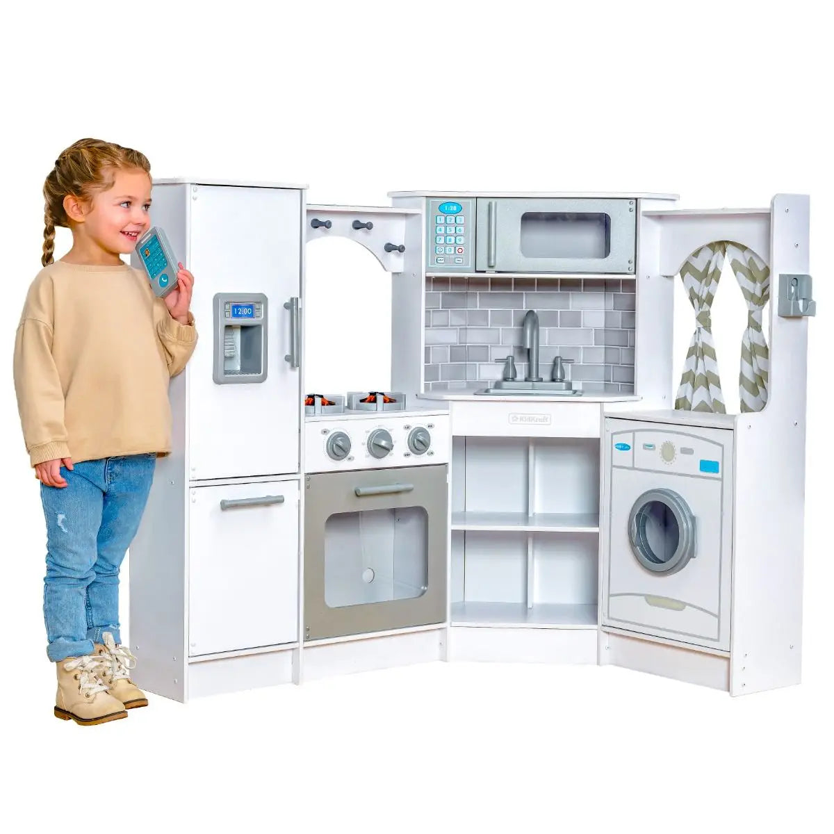 Ultimate Corner Play Kitchen with lights and sound - White