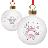 Personalised Unicorn Christmas Bauble